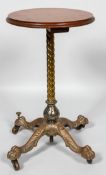 A mahogany brass and metal mounted occasional tripod table,