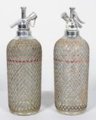 Two Art Deco chrome and glass mesh-covered soda syphons (Sparklets Ltd, London),