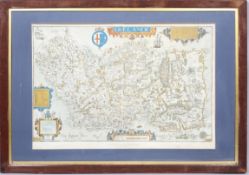 A hand coloured map of Ireland, 83cm x 56cm (exc frame), about 1600 by Baptista Boazio,