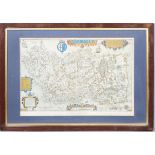 A hand coloured map of Ireland, 83cm x 56cm (exc frame), about 1600 by Baptista Boazio,