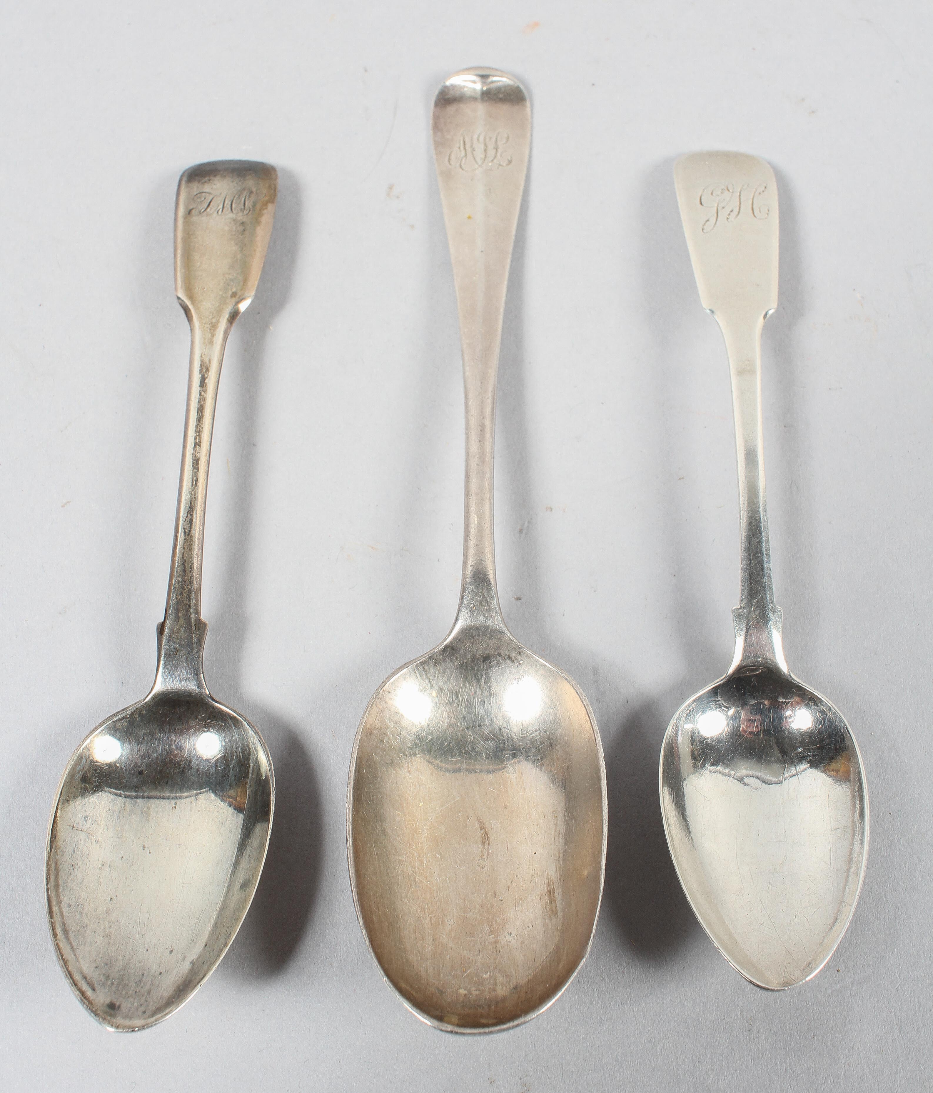 A silver Hanoverian pattern rat tail dessert spoon, Sheffield 1910,