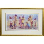 A limited edition print of children playing Baseball, signed RAHD (?), No 530/950,