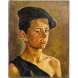 Giorgio Matteo Aicardi (1891-1984), Portrait of a young boy with flat cap, smoking a cigarette,