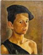 Giorgio Matteo Aicardi (1891-1984), Portrait of a young boy with flat cap, smoking a cigarette,