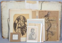 Giorgio Matteo Aicardi (1891-1984), A portfolio containing in-framed, mainly mounted sketches,