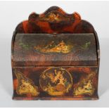 An Edwardian papier mache stationery box, of chest form,