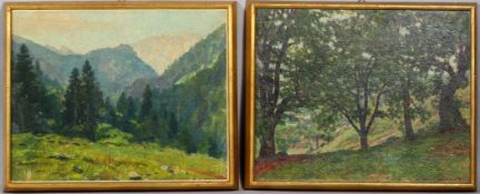 Giorgio Matteo Aicardi (1891-1984), Landscapes, oil on board, a pair,