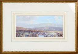 W Hicks (1880-1944), Lydford Moor, Dartmoor, watercolours, signed lower right, inscribed verso,