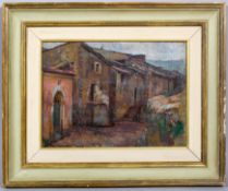 Giorgio Matteo Aicardi (1891-1984), Street scene, oil on canvas, laid onto board,