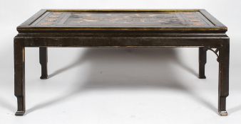 An early 20th century Chinese style lacquered low coffee table,