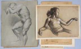 Giorgio Matteo Aicardi (1891-1984), A group of pastels, pencil and charcoal life drawing studies,