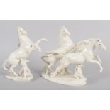 Two Karl Ens porcelain models of horses, circa 1900, printed blue ENS mark,