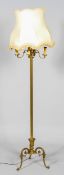 A brass column standard lamp, early 20th century,