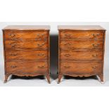 A pair of George III style mahogany chest of drawers, 19th century,
