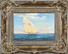 S M Couch, 'Meteor III Leading the Schooner Fleet in the Dover to highland Race 1906', oil on panel,