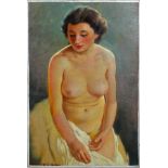 Giorgio Matteo Aicardi (1891-1984), Life study of a nude lady, oil on board, signed lower left,