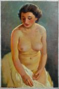 Giorgio Matteo Aicardi (1891-1984), Life study of a nude lady, oil on board, signed lower left,