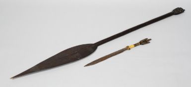 An early 20th century carved hardwood ceremonial paddle, probably Micronesian,