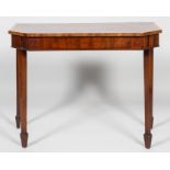A George III mahogany side table, of canted d-section,