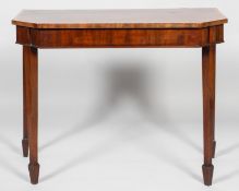 A George III mahogany side table, of canted d-section,