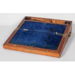 A Victorian mahogany brass bound writing slope, with trefoil shaped brass mounts,