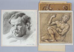 Giorgio Matteo Aicardi (1891-1984), A small group of sketches, Life studies, pastel and pencil,