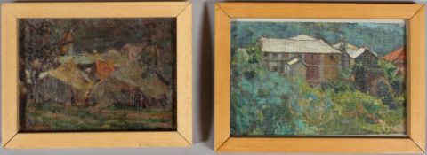 Giorgio Matteo Aicardi (1891-1984), Italian Village, oil on canvas laid onto board,