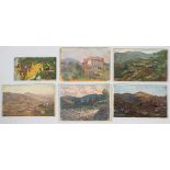 Giorgio Matteo Aicardi (1891-1984), Six landscape sketches. oil on board, canvas and panel,