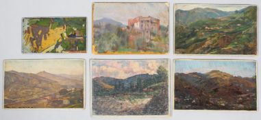 Giorgio Matteo Aicardi (1891-1984), Six landscape sketches. oil on board, canvas and panel,