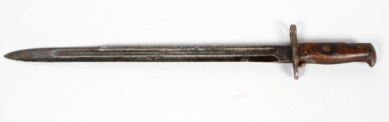 A US Springfield bayonet, dated 1906, and numbered 141647, with 15 inch blade,