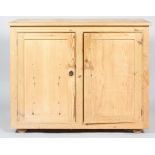 A pine two door cupboard, with two adjustable shelves,