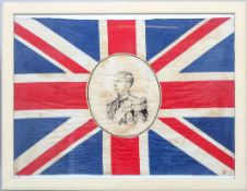 A Coronation flag for King Edward VIII, in glazed frame,