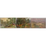 Giorgio Matteo Aicardi (1891-1984), Figures in a landscape, oil on panel, signed lower right,