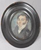 An early 19th century portrait miniature of a gentleman, watercolour on ivory,