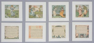 After Walter Crane, four mounted Children's illustrations, circa 1910,