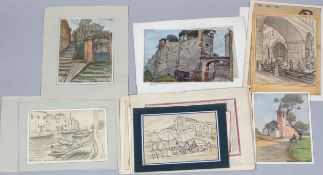 Giorgio Matteo Aicardi (1891-1984), A quantity of loose sketches, in pastel, charcoal,