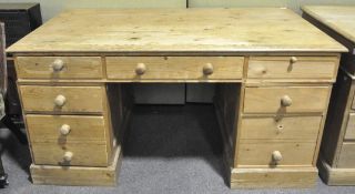A pine pedestal desk 78cm x 153cm x 89cm