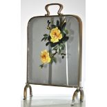 A painted brass mounted mirror/screen