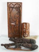 A group of African carved wood,