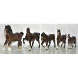Five Beswick horses