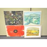 Four paintings on canvas,
