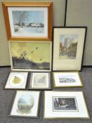 A group of assorted prints to include a scene of York and landscapes