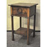 An oak sewing table/work box 63 cm high