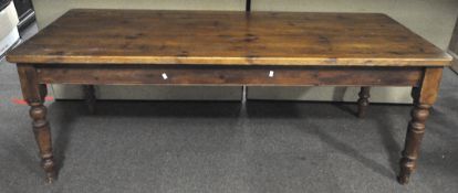 A pine kitchen table 73cm x 215cm