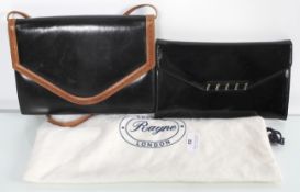 A 'Rayne' black and tan leather shoulder bag, in a dust bag, and a grip bag.
