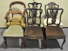 Three Edwardian salon chairs and three others