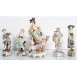 A group of porcelain and other figures to include Meissen style men and women