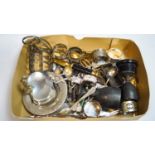 A selection of silver plate to include toast racks,