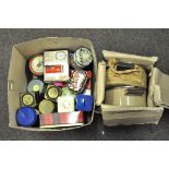 A group of storage tins and cookware