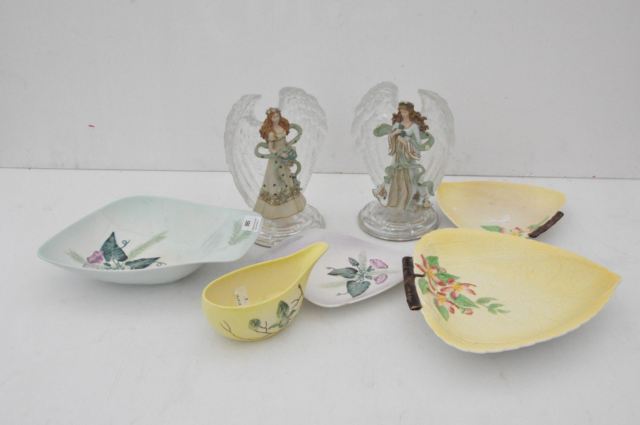 Five pieces of Carlton ware Australian Design shaped plates along with a pair of Bradford Exchange